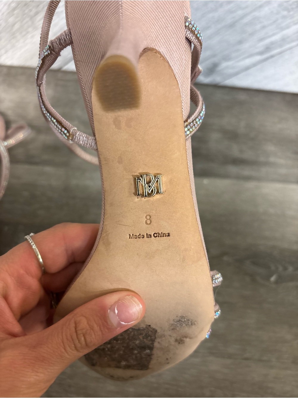 Badgley Mischka | Dessa Embellished Sandal Kitten Heel Bridal Blush Pink Size 8 - Picture 8 of 11